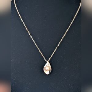 Tasaki Classic vintage Calla lily and Silver Akoya‎ Pearl Pendant Necklace